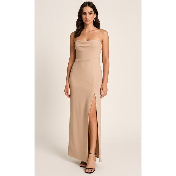Reformation 6 Ingrid Strapless Maxi Dress Gown Nude Pale Pink Side Slit Blush - Picture 1 of 8